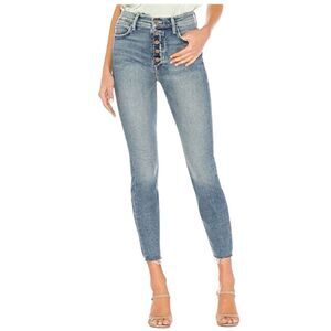 MOTHER Superior Jeans Fly Cut Stunner Ankle Fray Night On A Shiny White Vespa 27